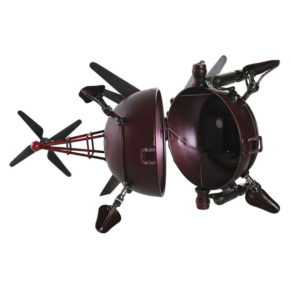 Table clock DKD Home Decor Red Silver Helicopter (2 Units)