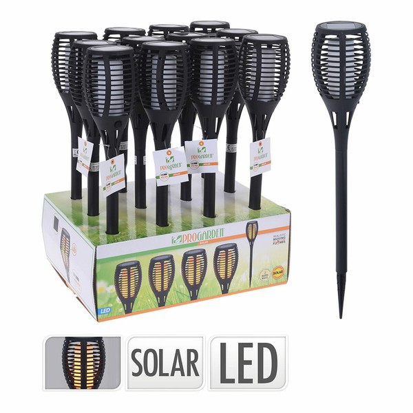 Solar garden lights Progarden Black polypropylene Ø 10 x 58 cm Solar Flame effect