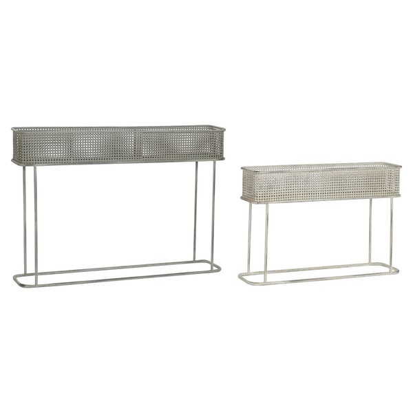 Набор кашпо DKD Home Decor 100 x 22 x 70 cm Серый Металл Белый Vintage