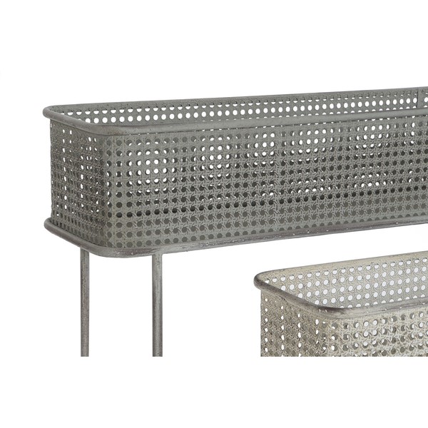 stādītāju komplekts DKD Home Decor 100 x 22 x 70 cm Pelēks Metāls Balts Vintage