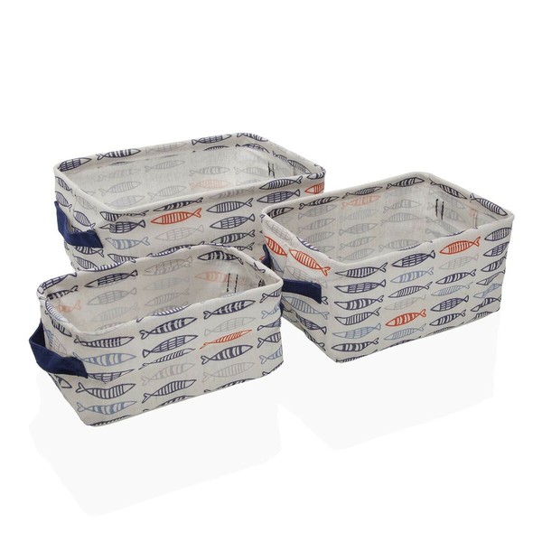Basket set Versa 28 x 18 x 14 cm Fish Rectangular