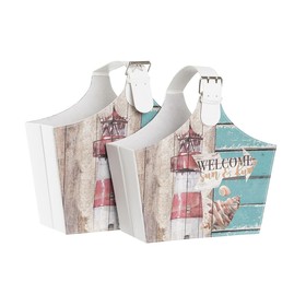 Žurnālu plaukts DKD Home Decor 40 x 18 x 41 cm Daudzkrāsains Kartons Vidusjūra (2 gb.)