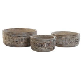 Puošmena DKD Home Decor Balta Natūralus Mango mediena 30,5 x 30,5 x 12,7 cm (3 Dalys)