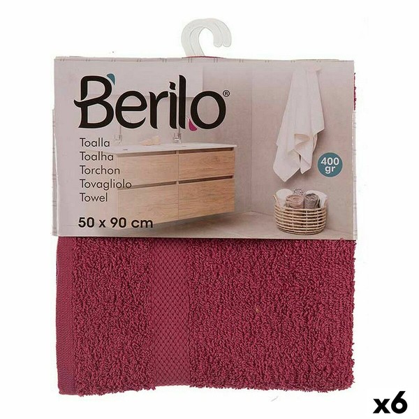 Kylpypyyhe Berilo Punaruskea 80 % puuvillaa 20 % Polyesteri 50 x 0,5 x 90 cm 25 x 3 x 22 cm (6 osaa)