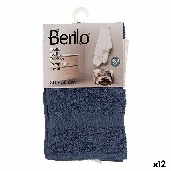 Kylpypyyhe Berilo Sininen 80 % puuvillaa 20 % Polyesteri 30 x 0,5 x 50 cm 25 x 1,5 x 15 cm (12 osaa)