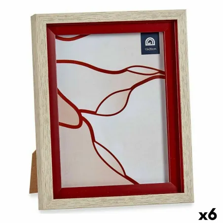 Nuotraukų rėmelis Gift Decor Ruda Raudona Medžio stiklas Stiklas polistirenas Plastmasinis (6 vnt.)