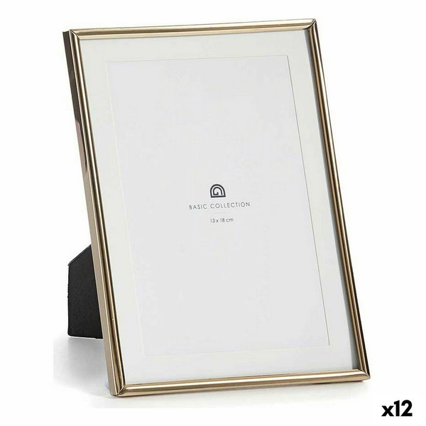 Photo frame Gift Decor Golden Crystal Steel (12 Units)