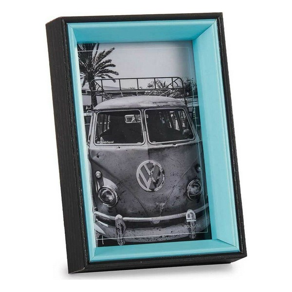Photo frame Gift Decor Blue Black Crystal MDF Wood (6 Units)