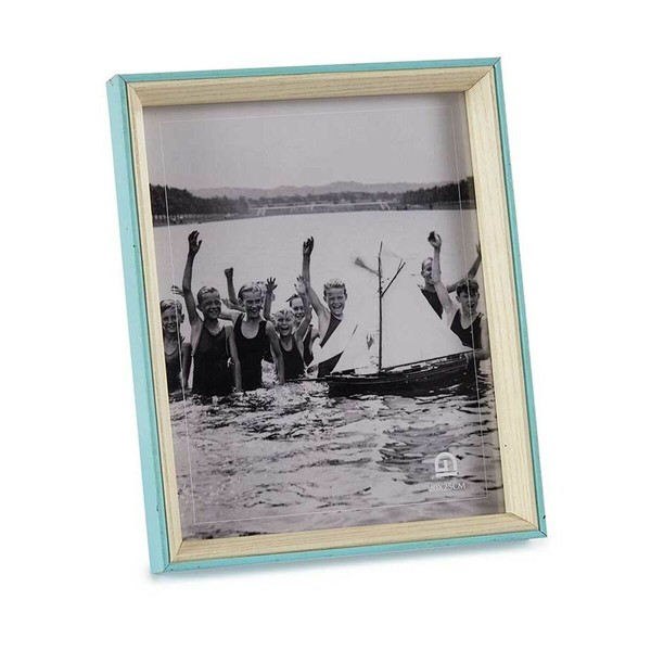 Photo frame Gift Decor Blue White Crystal MDF Wood (6 Units)