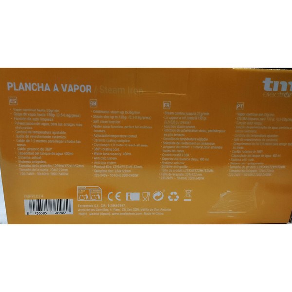 Steam Iron TM Electron 2400 W