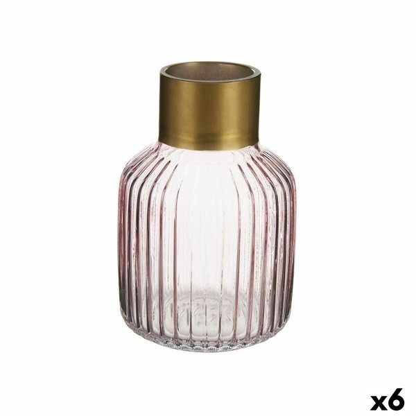 Кувшин Gift Decor Розовый Позолоченный Cтекло Лучи 12 x 18 x 12 cm (6 штук)