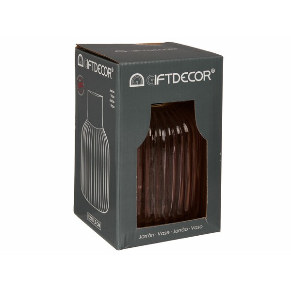 Vaza Gift Decor Rožinė Auksinis stiklas Dryžiai 12 x 18 x 12 cm (6 vnt.)