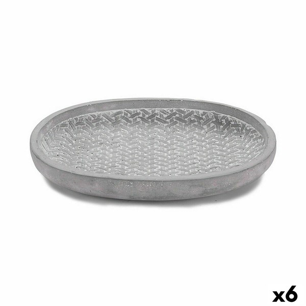 Flower Pot Dish Ibergarden Grey Cement With relief 28 x 4 x 23 cm (6 Units)