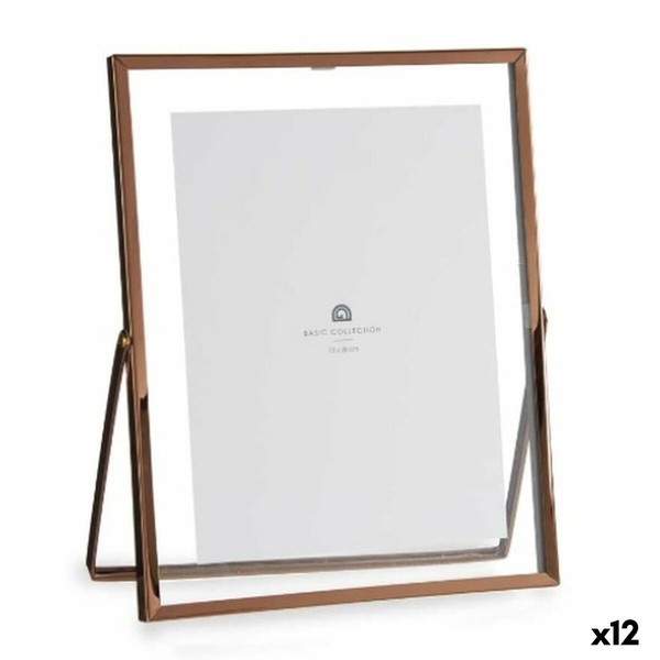 Photo frame Gift Decor Copper Metal Glass Plastic (12 Units)