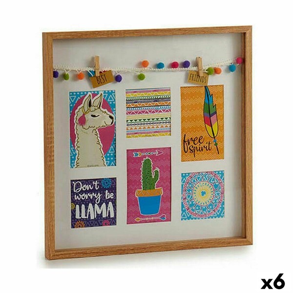 Seinävalokuvakehys Gift Decor Monivärinen Puu Laama Tupsut (6 osaa)