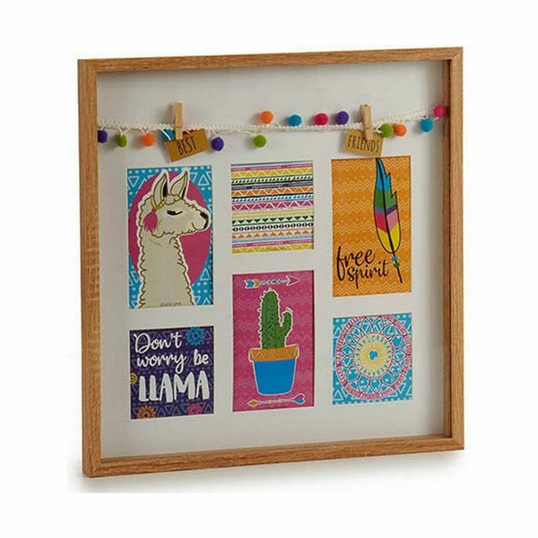 Wall photo frame Gift Decor Multicolour Wood Llama Tassels (6 Units)