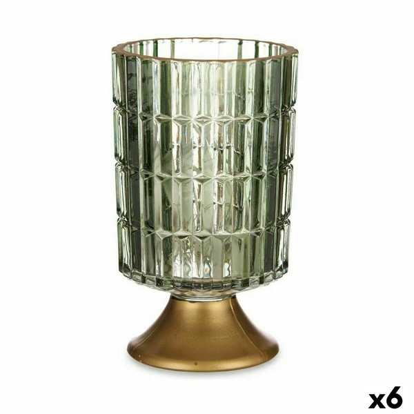 LED laterna Gift Decor Zaļš Bronza Stikls 10,7 x 18 x 10,7 cm (6 gb.)
