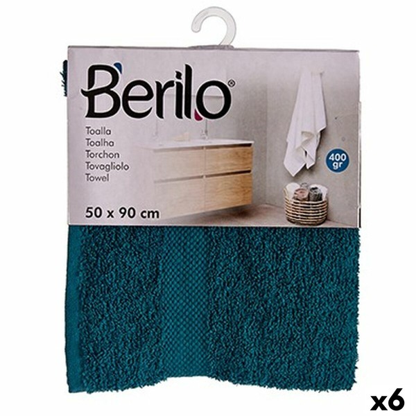 Vonios rankšluostis Berilo Mėlyna 80 % medvilnė 20 % Poliesteris 50 x 90 cm 50 x 3 x 22 cm 50 x 90 x 0,2 cm (6 vnt.)