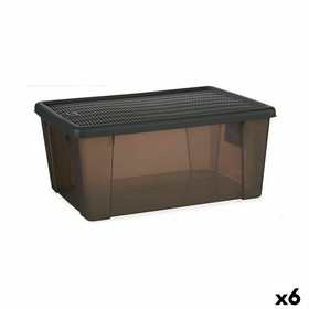 Storage Box with Lid Stefanplast Elegance Grey Transparent Plastic 15 L (6 Units)