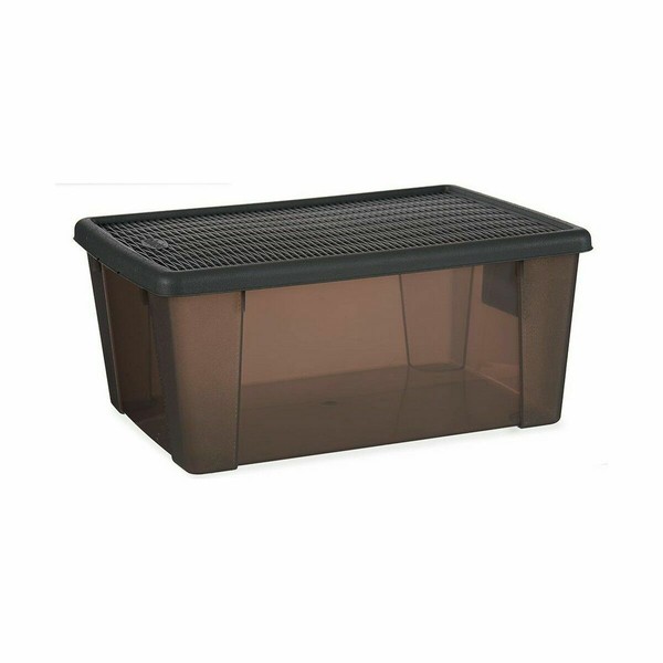 Storage Box with Lid Stefanplast Elegance Grey Transparent Plastic 15 L (6 Units)