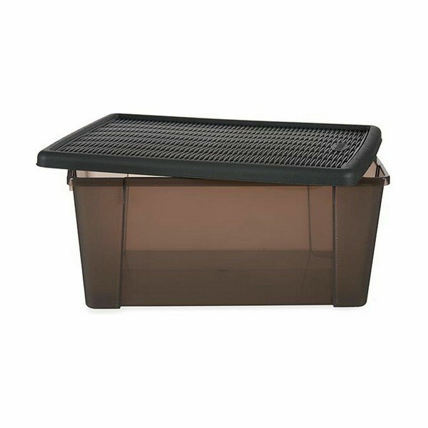 Storage Box with Lid Stefanplast Elegance Grey Transparent Plastic 15 L (6 Units)