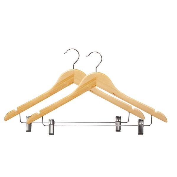 Set of Clothes Hangers Kipit Brown Silver Wood Metal 44,5 x 1,5 x 24,5 cm 44,5 x 24,5 x 2,5 cm 44,5 x 26,5 x 5 cm Clamps (24 Uni