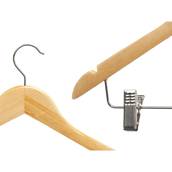Set of Clothes Hangers Kipit Brown Silver Wood Metal 44,5 x 1,5 x 24,5 cm 44,5 x 24,5 x 2,5 cm 44,5 x 26,5 x 5 cm Clamps (24 Uni