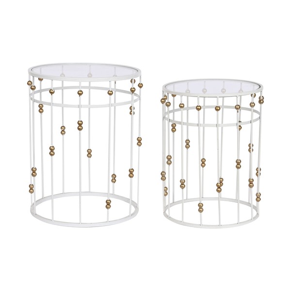 2 tabulu komplekts Home ESPRIT Balts Bronza 42 x 42 x 55 cm