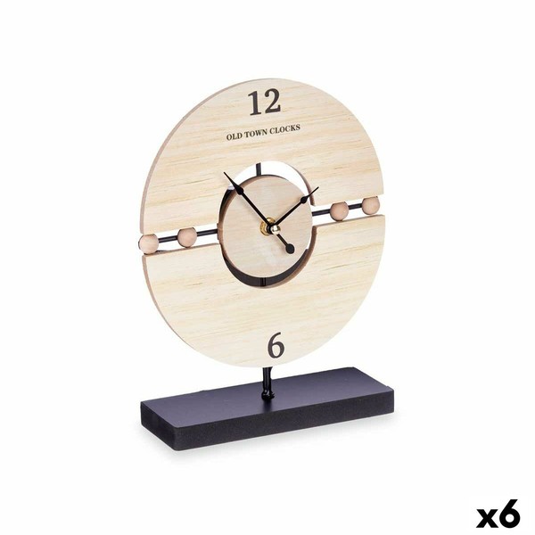 Table clock Gift Decor Black Wood Balls (6 Units)