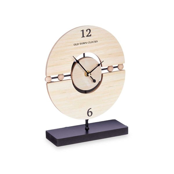 Table clock Gift Decor Black Wood Balls (6 Units)