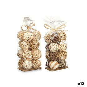 Dekoratīvo bumbu komplekts Gift Decor Balts Brūns 8 x 22 x 8 cm 9 x 25 x 8 cm (12 gb.)
