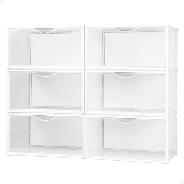 Stackable shoe box Max Home Valkoinen 6 osaa polypropeeni ABS 35 x 18,5 x 27 cm