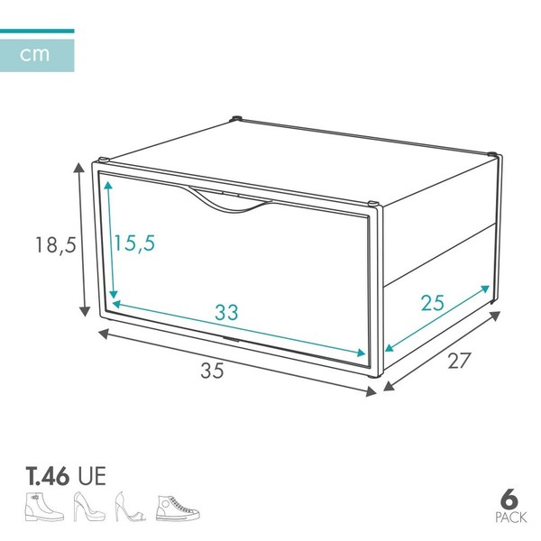Stackable shoe box Max Home Balta 6 vnt. polipropileno ABS 35 x 18,5 x 27 cm