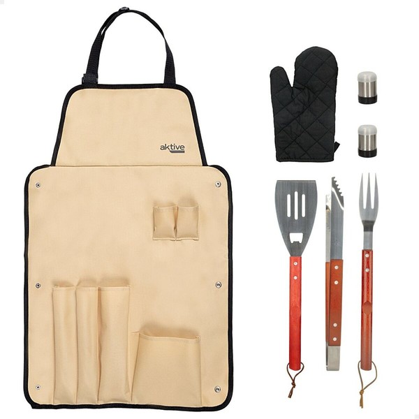 Grillivälinesetti Aktive 7 Kappaletta Grilli Ruostumaton teräs 42 x 67 x 3 cm (4 osaa)