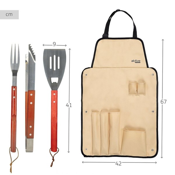 Grillivälinesetti Aktive 7 Kappaletta Grilli Ruostumaton teräs 42 x 67 x 3 cm (4 osaa)