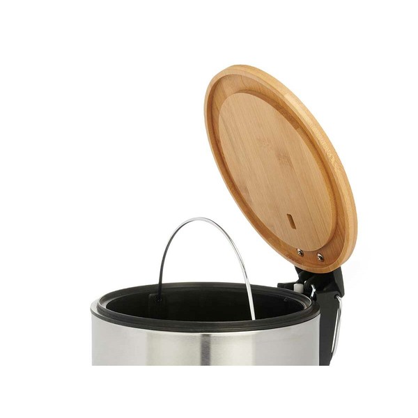 Pedal bin Berilo Brown Silver Bamboo Stainless steel 3 L (6 Units)