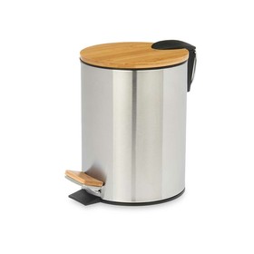 Pedal bin Berilo Brown Silver Bamboo Stainless steel 5 L (4 Units)