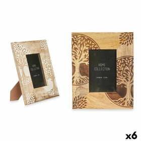 Photo frame Gift Decor White Brown Mango wood Tree of Life (6 Units)
