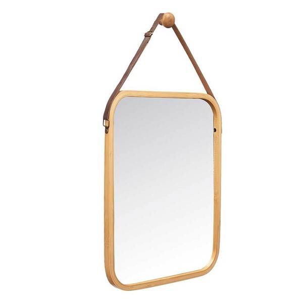 Hanging mirror Gift Decor Natural Rectangular 34 x 41,5 x 1,5 cm (6 Units)