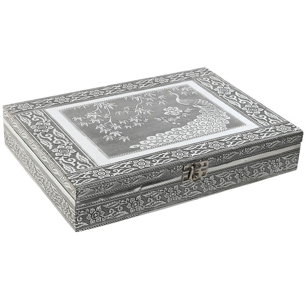 Dėžutė Home ESPRIT Žalia Sidabras Medžio Aliuminis 27,5 x 20 x 5,4 cm