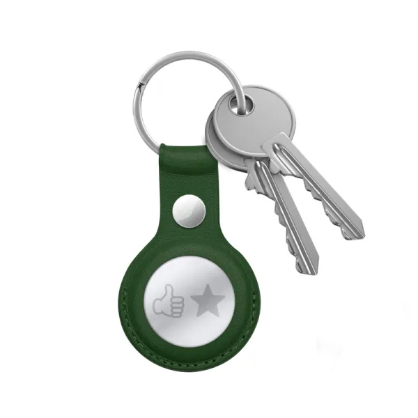 Crong Leather Case with Key Ring – Protective leather case with key ring for Apple AirTag 1/2 (green)