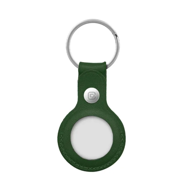 Crong Leather Case with Key Ring – Protective leather case with key ring for Apple AirTag 1/2 (green)