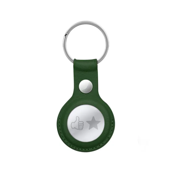 Crong Leather Case with Key Ring – Protective leather case with key ring for Apple AirTag 1/2 (green)