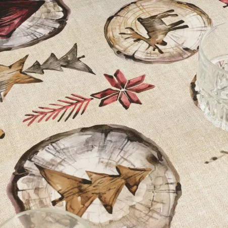 Dėmėms atspari derva dengta staltiesė Belum Wooden Christmas Spalvotas 300 x 150 cm