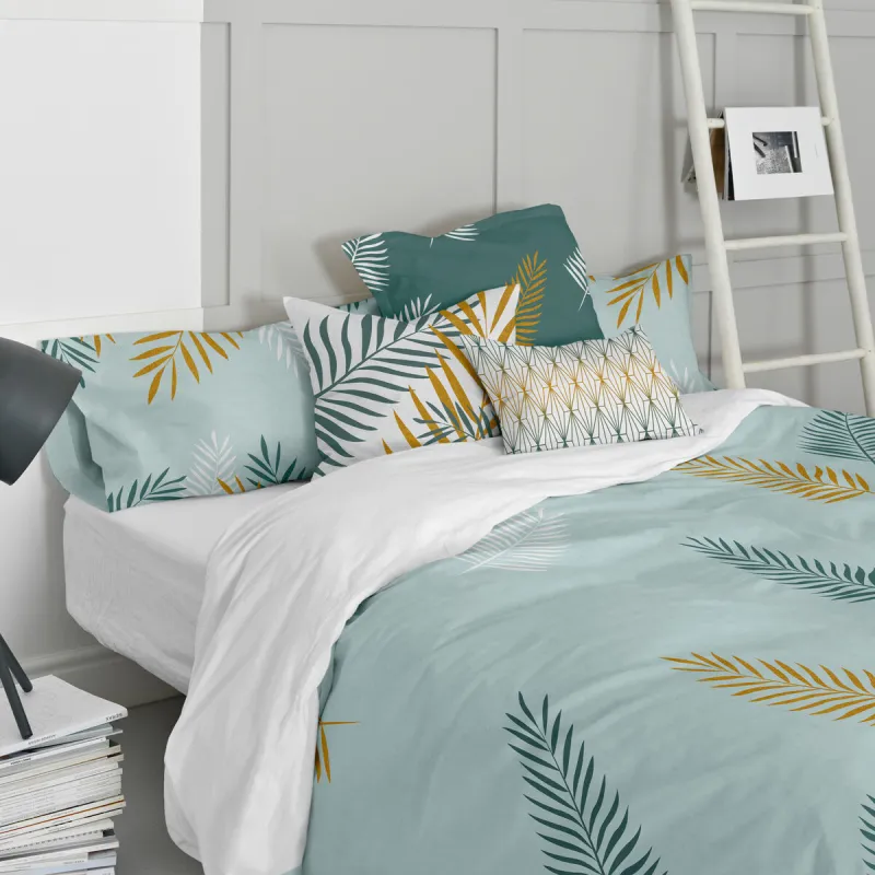 Cushion cover HappyFriday Blanc Foliage mint Multicolour 60 x 60 cm