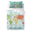Antklodės užvalkalų rinkinys HappyFriday Happynois World Map Spalvotas Vaikiška lovytė 2 Dalys