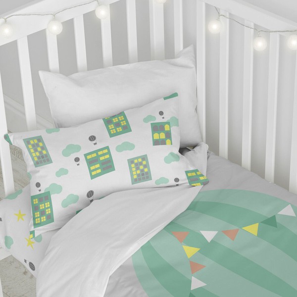 Duvet cover set HappyFriday Happynois Air Balloon Multicolour Baby Crib 2 Pieces