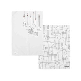 Keittiöliina HappyFriday Cutlery Monivärinen 70 x 50 cm (2 osaa)