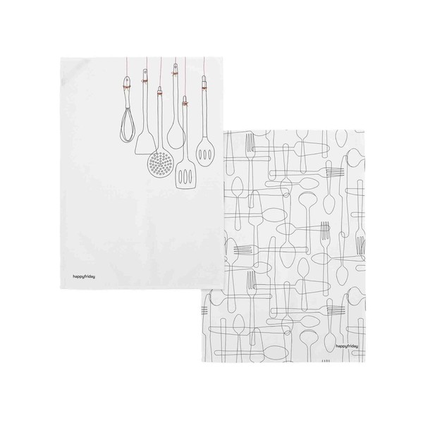 Keittiöliina HappyFriday Cutlery Monivärinen 70 x 50 cm (2 osaa)