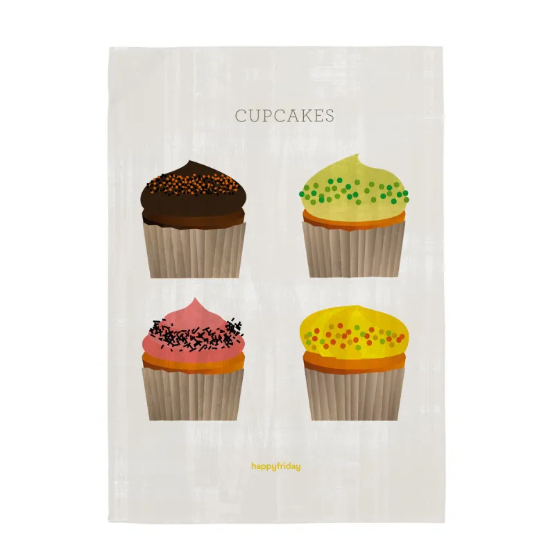 Keittiöliina HappyFriday Cupcakes Monivärinen 70 x 50 cm (2 osaa)